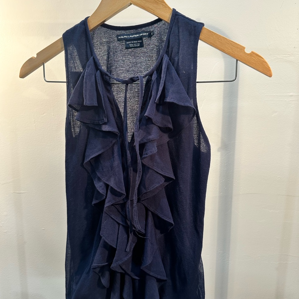 Ralph Lauren Deep Blue Ruffle Blouse